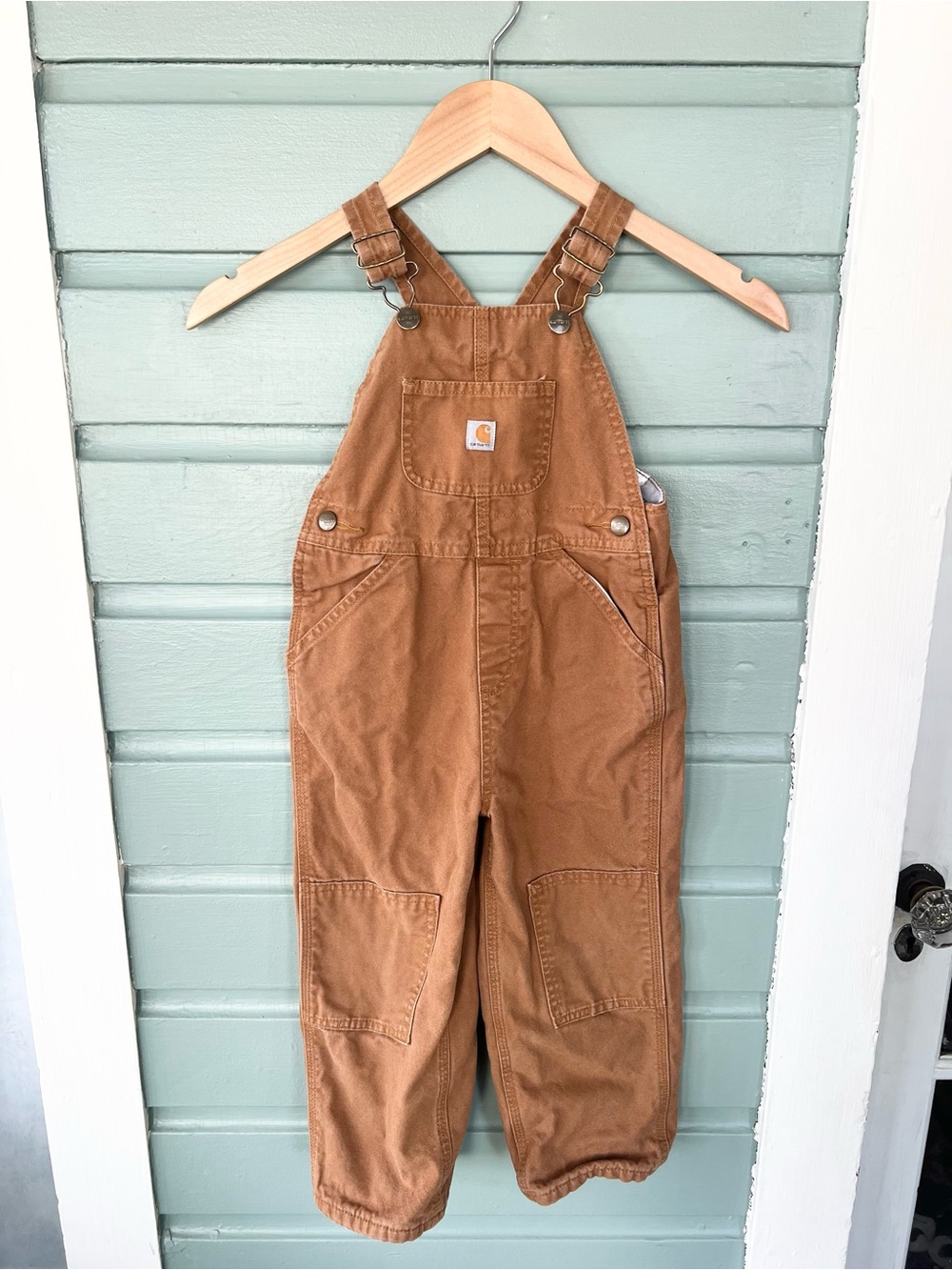 Carhartt kids thermal lined duck overalls cotton tan unisex 4T fall winter